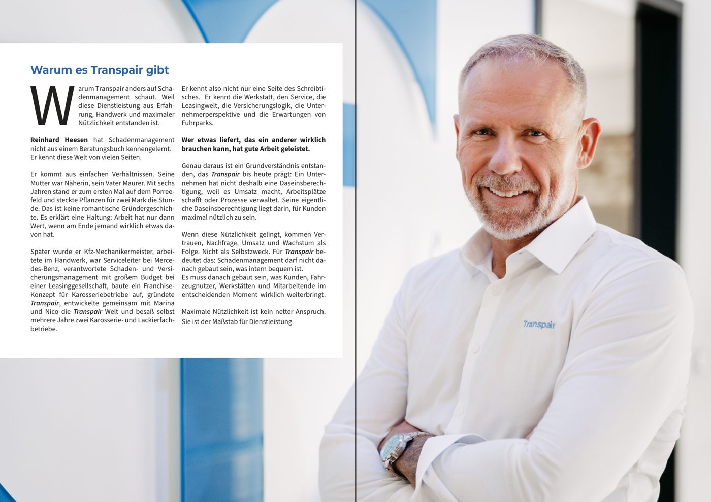 Doppelseite: Reinhard Heesen über die Haltung hinter Transpair
